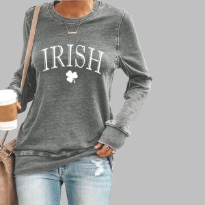 Women’s St. Patrick’s Day Irish Clover Print Sweatshirt