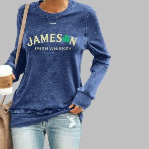Women’s St. Patrick’s Day Jameson Irish Whiskey Printed Casual Sweatshirt