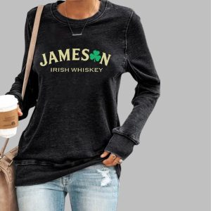 Women’s St. Patrick’s Day Jameson Irish Whiskey Printed Casual Sweatshirt