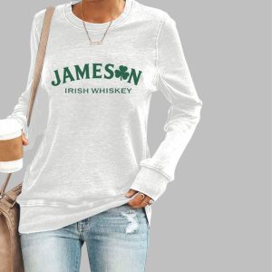 Womens St Patricks Day Jameson Irish Whiskey Printed Casual Sweatshirt 3