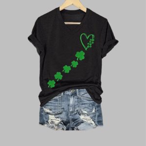 Women’s St. Patrick’s Day Printed V-Neck T-Shirt Women’s St. Patrick’s Day Printed V-Neck T-Shirt