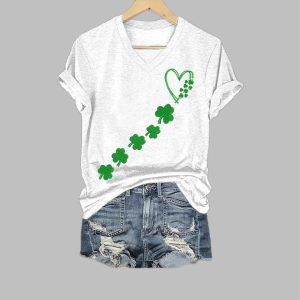 Women’s St. Patrick’s Day Printed V-Neck T-Shirt