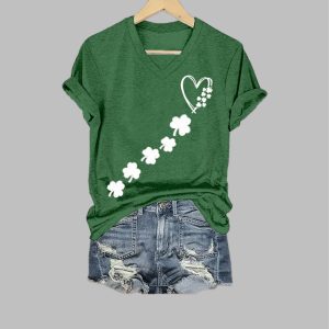 Women's St. Patrick's Day Printed V-Neck T-Shirt 2 Womens St Patricks Day Printed V Neck T Shirt 3