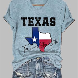Women’s Texas Lone Star State Printed Short-Sleeved T-Shirt