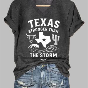 Women’s Texas Stronger Than The Storm Printed Short-Sleeved T-Shirt