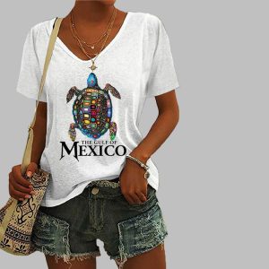 Women’s The Gulf Of Mexico Print Casual T-Shirt Women’s The Gulf Of Mexico Print Casual T-Shirt