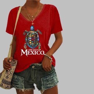 Women's The Gulf Of Mexico Print Casual T-Shirt 2 Womens The Gulf Of Mexico Print Casual T Shirt 3