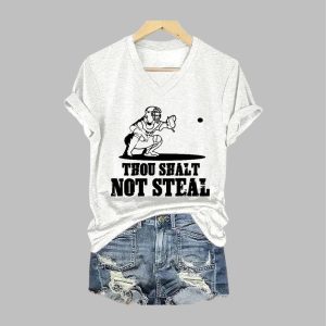 Womens Thou Shalt Not Steal Printed Short Sleeved T Shirt 3