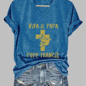 Women’s Viva il Papa Pope Francis Print Casual T-Shirt