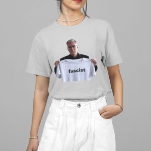 Keith Olbermann Holding Up Fascist Shirt