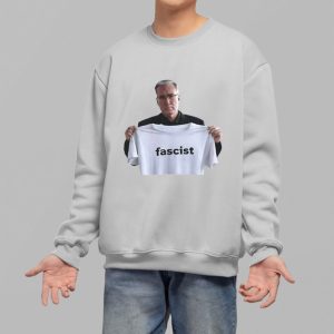 Keith Olbermann Holding Up Fascist Shirt
