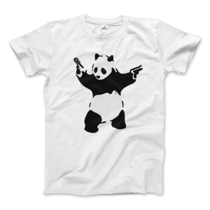 Banksy Pandamonium Armed Panda Artwork T-Shirt