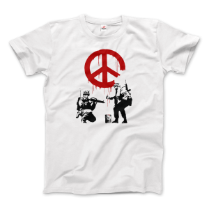 Banksy – Soldiers Painting Peace Symbol 2006 Artwork T-Shirt