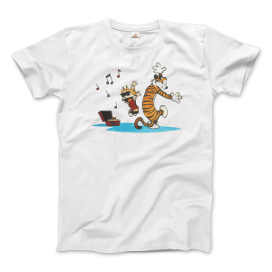 Calvin and Hobbes Dancing with Record Player T-Shirt
