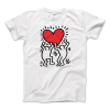 Keith Haring Men Holding Heart Icon, Street Art Tee