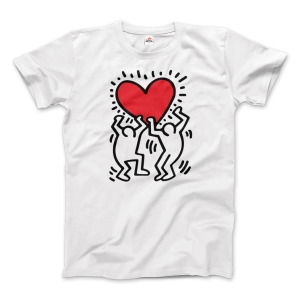 Keith Haring Men Holding Heart Icon, Street Art Tee